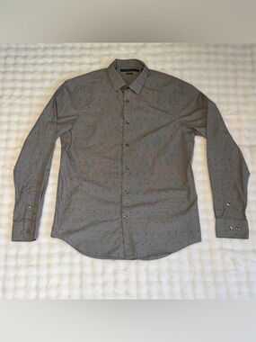 Perry Ellis Men’s Multi Color Polka Dot Long Sleeve Dress Shirt Slim Fit Size M